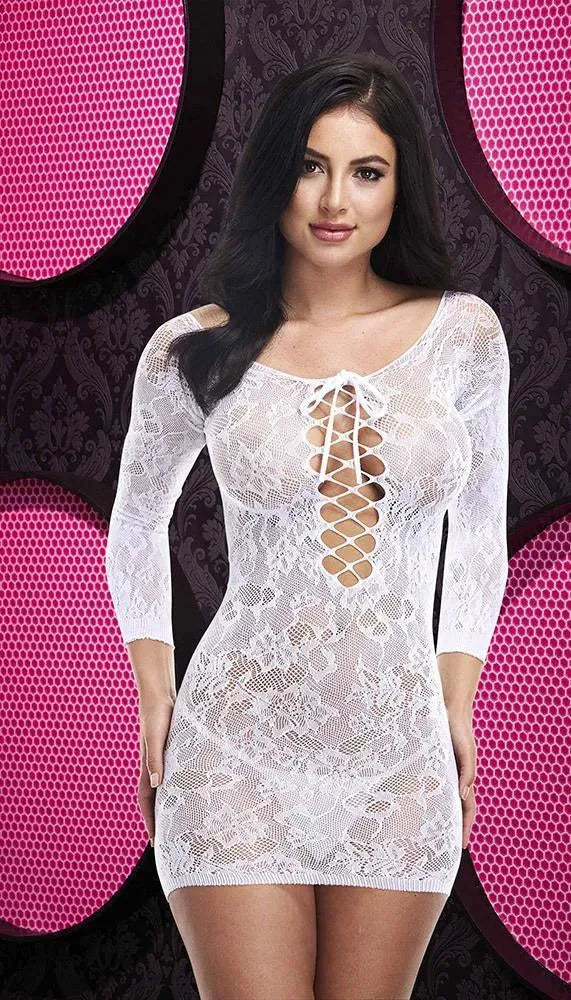 Lace Off The Shoulder Mini Dress - EdenSeduce
